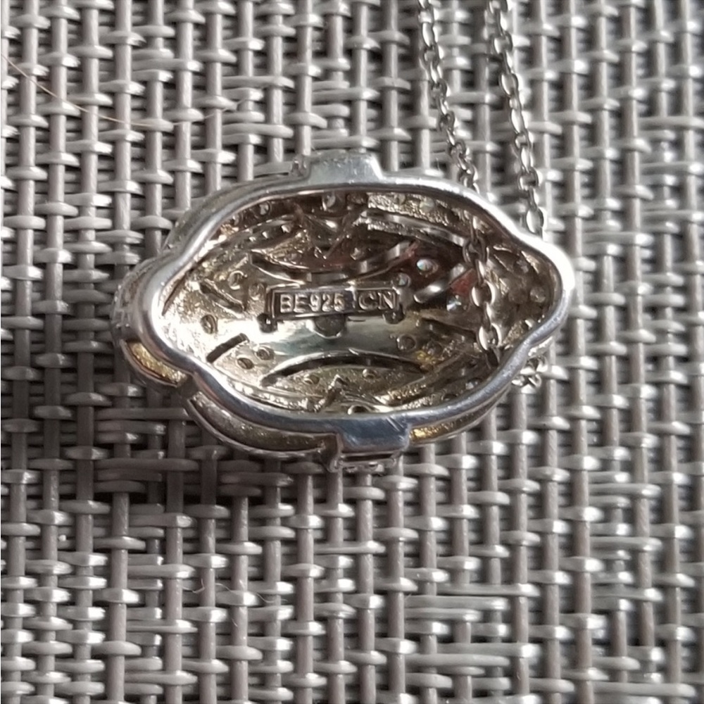 STERLING SILVER CZ ART DECO MILLGRAIN NAVETTE SET - RING AND PENDENT - STUNNING! - Picture 10 of 16